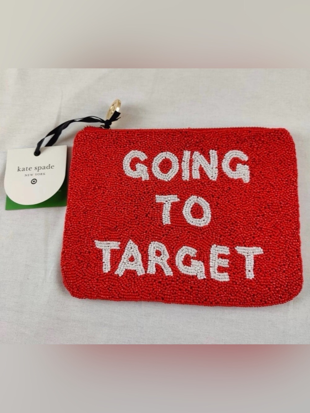 kate spade red beaded 'Going to Target' pouch